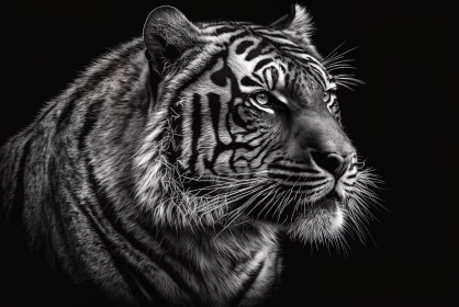 Majestic Monochrome: Front View of a Tiger