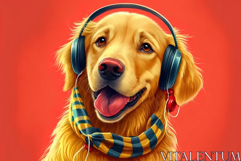 Pawsome Melodies: The Musical Maestro in Golden Fur AI Image
