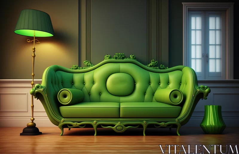 Elevating Your Living Space with a Stunning Green Sofa AI Image