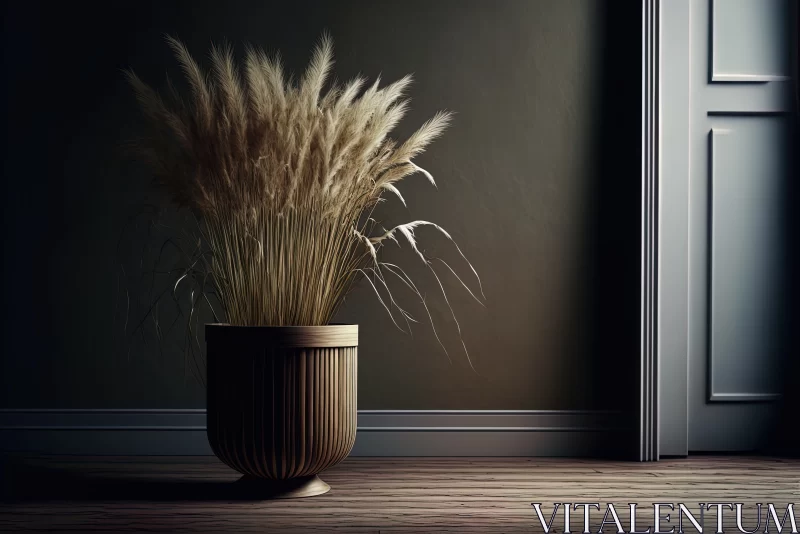 Whispering Elegance: Dried Pampas Grass Serenades the Parquet Floor AI Image