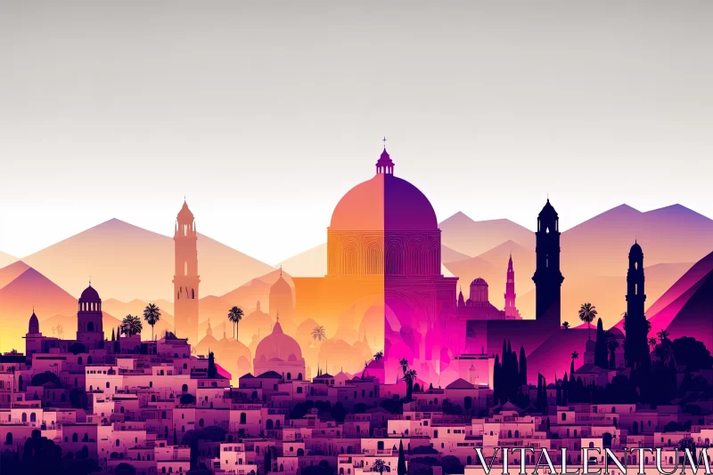 Granada's Enchanting Skyline: Rose-Tinted Mirages AI Image