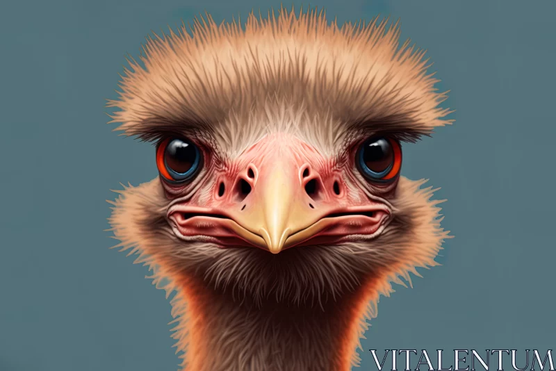 Graceful Gaze: A Captivating Closeup of a Delightfully Cute Ostrich Portrait AI Image