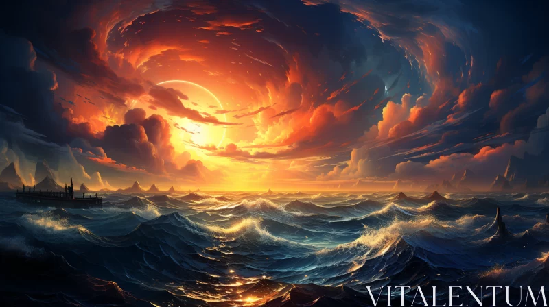 Sunset Symphony: Sailing Into Golden Horizons AI Image