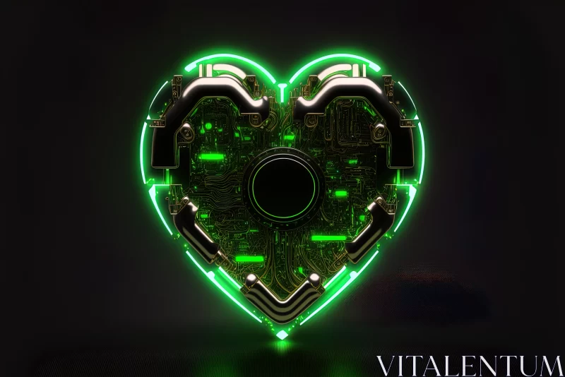 Illuminate Your Love with a Green Neon Heart Icon: An AI Masterpiece AI Image