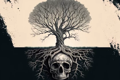 Ethereal Enigma: The Dance of Life and Death AI Image