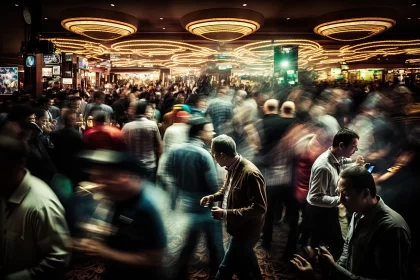 Euphoric Whirlwind: Immersing in the Mesmerizing Chaos of a Crowded Casino Floor