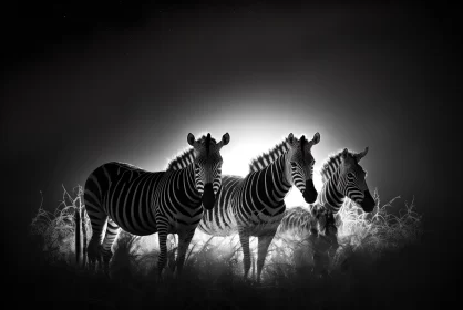 Monochrome Magic: Zebras Under the Spotlight