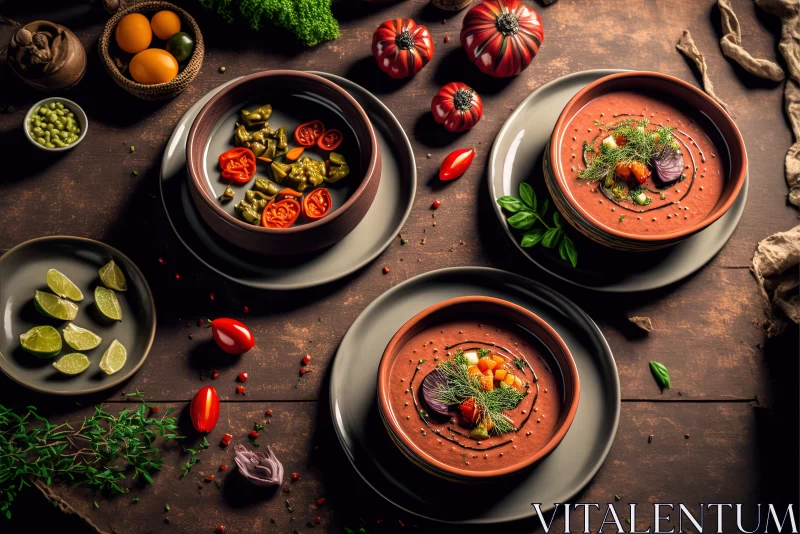 Fiesta in a Bowl: Indulging in Spanish Gazpacho Delight AI Image