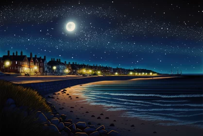 Starry Symphony: Sandsfoot Beach, Dorset — Where City Lights and Night Sky Dance
