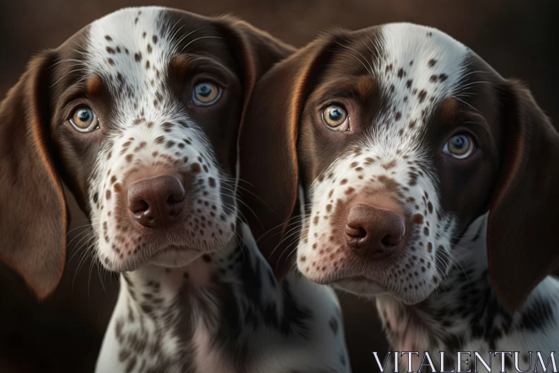 Puppy Love: Double the Cuteness With Adorable Auvergne Pointer Pups AI Image