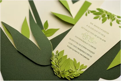 A Stylish Greenery Wedding Invitation Card Template AI Image