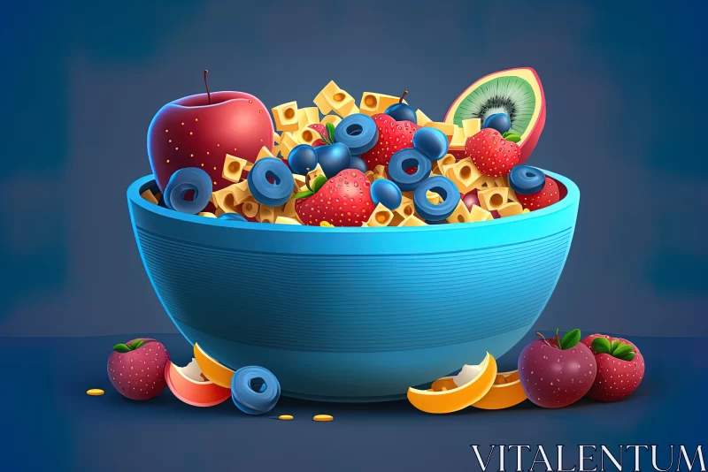 Nature's Bounty: A Vibrant Symphony of Fresh Fruits and Cereal Delights AI Image