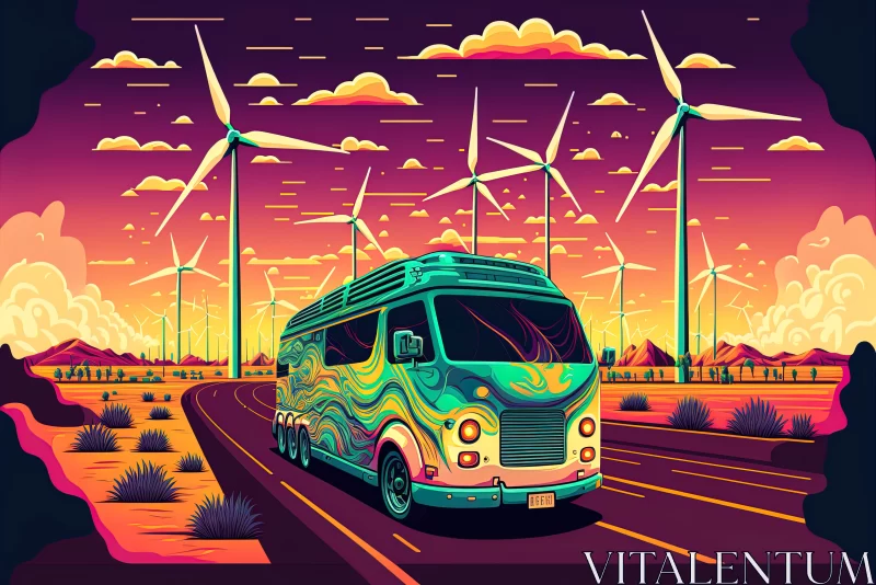 Energizing the Future: Exploring the Highway with an Electric Car AI Image