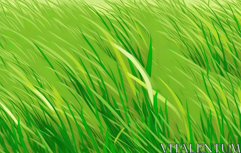 A Realistic Green Grass Artwork on a Green Meadow AI Image