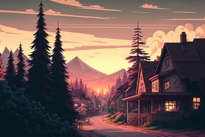 Enjoy a Sunrise over Forested Town Landscape