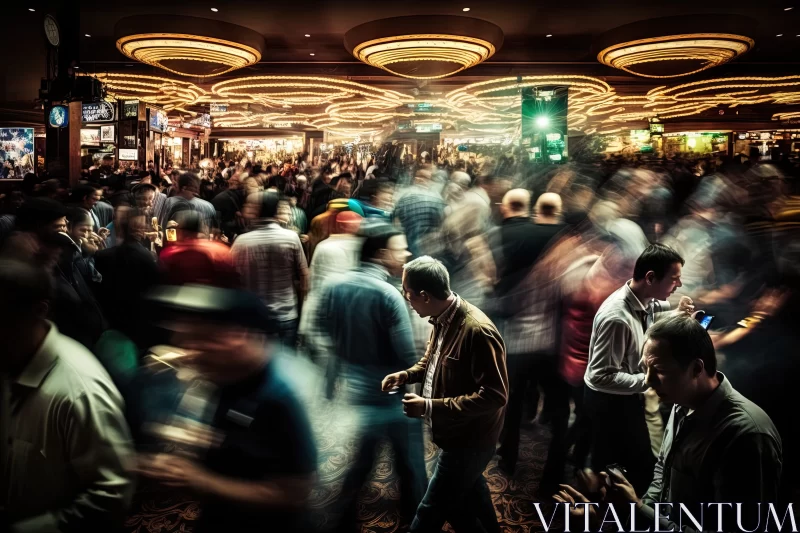 Euphoric Whirlwind: Immersing in the Mesmerizing Chaos of a Crowded Casino Floor AI Image