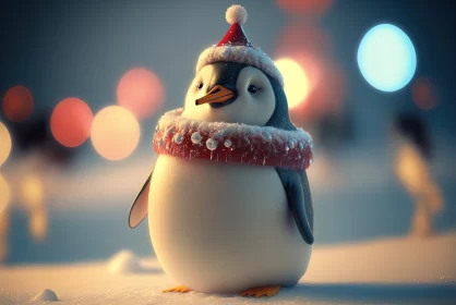 Frosty Festivities: Adorable Penguin Figure Embraces the Holiday Spirit