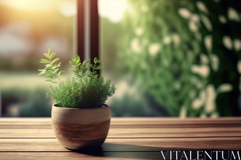 Bringing Nature Indoors: Add Charm to Your Home with a Green Plant in a Flower Pot AI Image