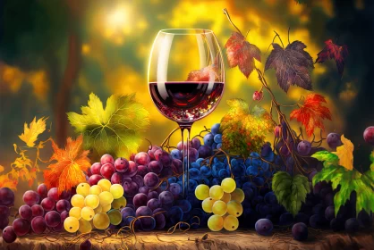 The Grape Escape: A Vibrant Blend of Color and Nature in the Vineyard AI Image