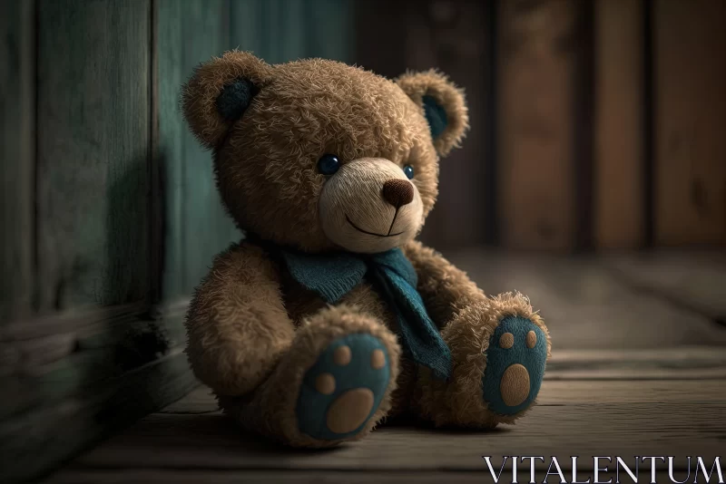 Cherished Whispers: Enchanting Teddy Bear Finds solace on a Rustic Retreat AI Image
