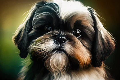 Eyes of Innocence: A Closeup Portrait Capturing the Delightful Charms of a Colored Shih Tzu Puppy