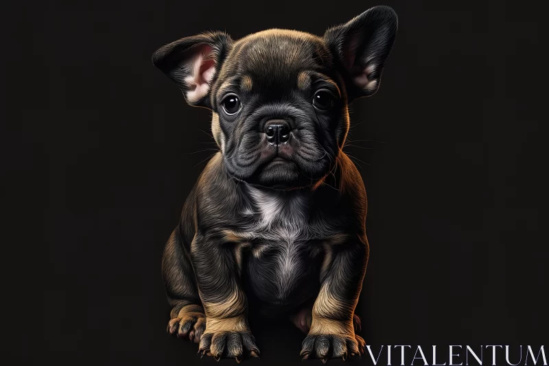 Puppy Love: A French Bulldog's Adorable Charm in Macro Detail AI Image