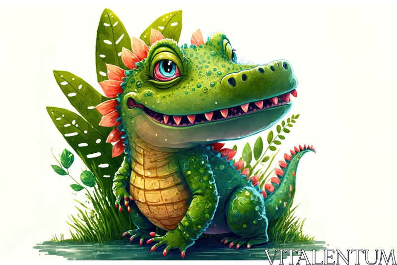 Tropical Tales: The Enchanting Croc's Aquatic Odyssey AI Image