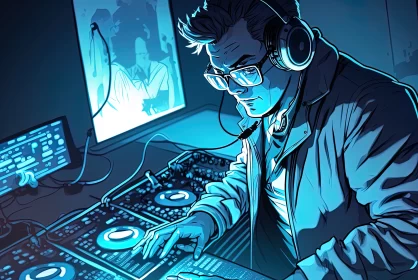 Euphoric Rhythms: Unleashing Musical Magic Under the Radiant Blue Light