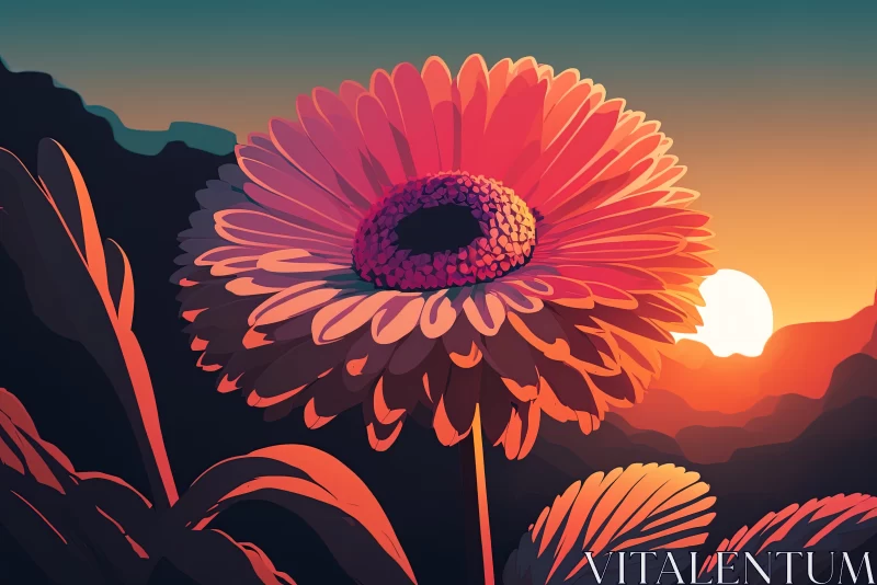 Radiance at Dawn: Gerbera Blooms in the Garden AI Image
