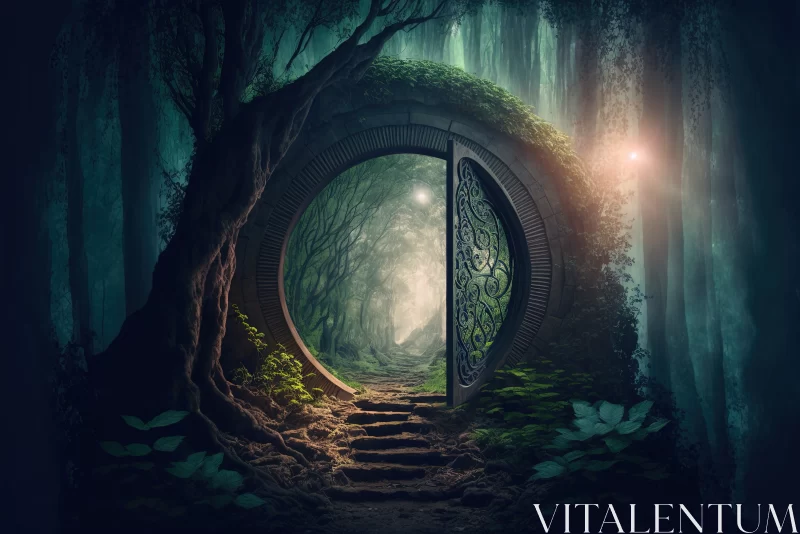 Enchanted Threshold: Unveiling the Secrets of the Woodland Portal AI Image
