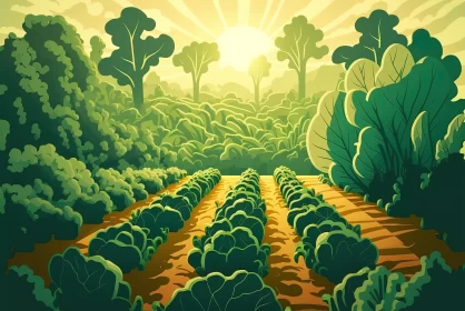 Discover the Magic of Green Organic Vegetable Plots Bathed in Sunlight
