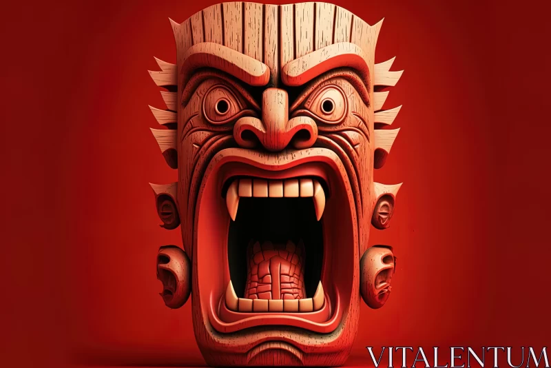 Terrifying Tiki: Screams of Wooden Dread AI Image