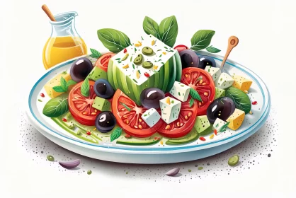 A Mouthwatering Twist on a Classic: Fresh Greek Salad Drizzled with Olive Oil