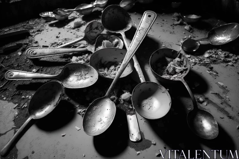 Neglected Nostalgia: The Haunting Beauty of Abandoned Spoons AI Image