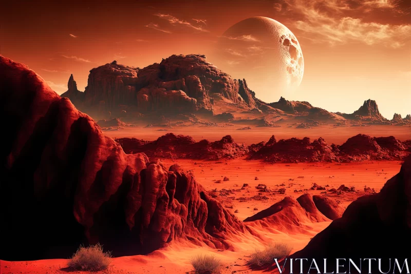 Awe-Inspiring Landscape on Mars: The Mysterious Red Planet AI Image