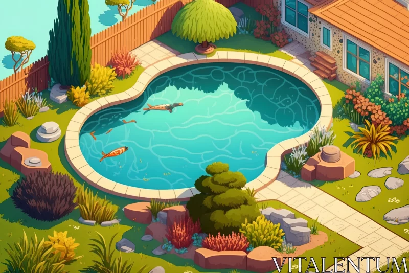 Heavenly Oasis: Serenity in the Garden Pool AI Image