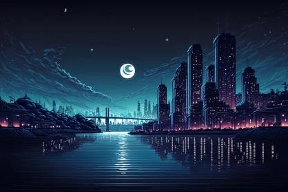 City Symphony: A Nighttime Tapestry of Light and Reflection