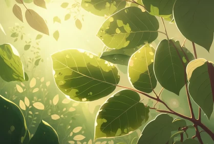 Greenery Illustration: Leaves Basking in Natural Sunlight