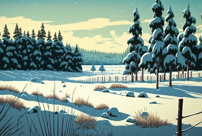 Winter Wonderland: A Stunning Snowy Landscape in the Heart of Evergreen Forest