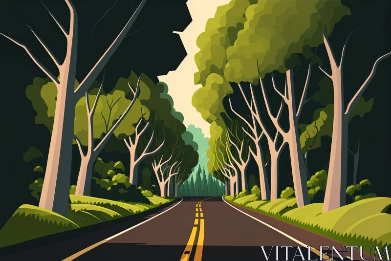 Nature's Path: A Serene Journey through Verdant Vistas AI Image