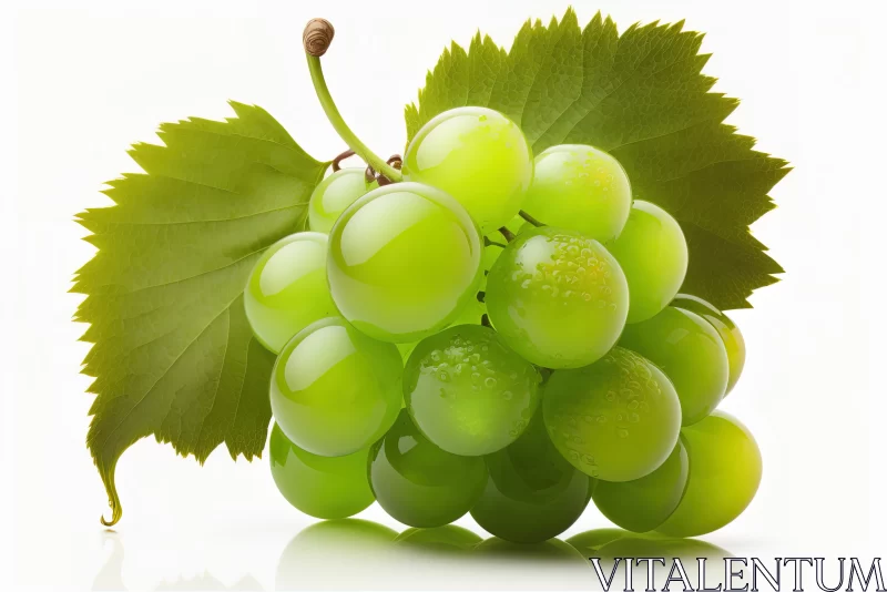 Green Grapes on a White Background AI Image