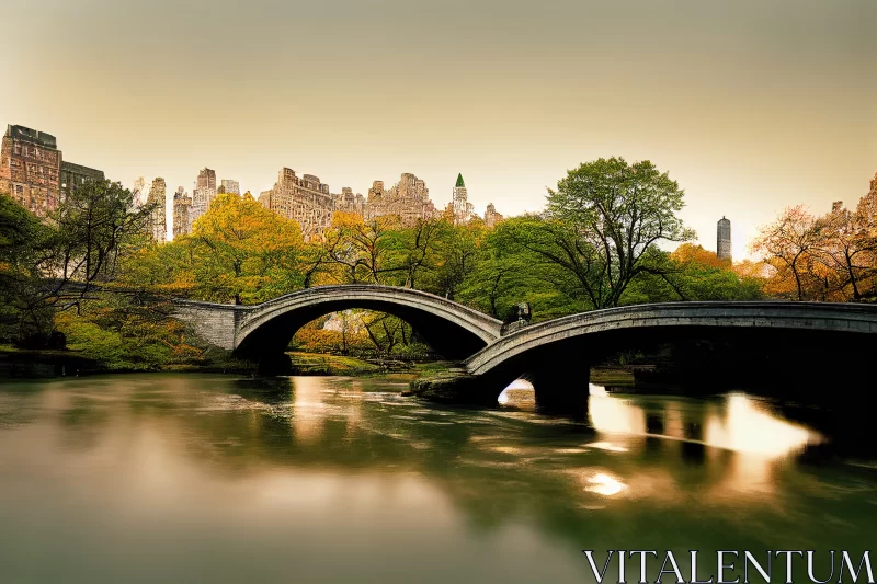 Ethereal Serenity: Gapstow Bridge Embracing Central Park's Magic AI Image