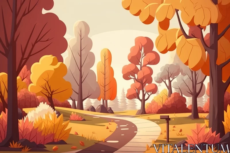 Autumn Serenity: A Seasonal Landscape in the Forest AI Image
