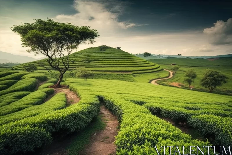 A Captivating Green Farm in Spring: Bring the Beauty of Nature AI Image
