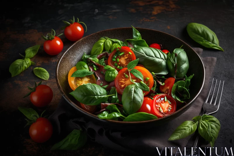 Fresh From the Garden: A Delicious Green Leaf and Tomato Salad AI Image