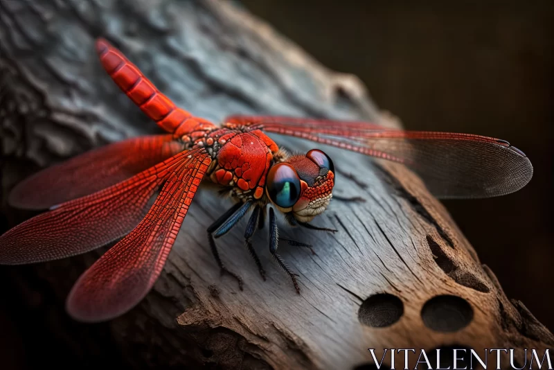 Crimson Dragonfly: Natures' Aerial Acrobat AI Image