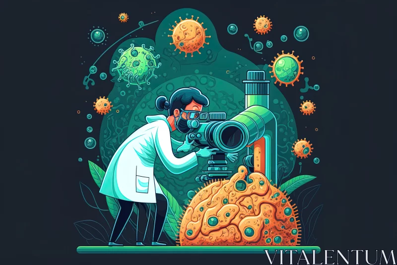Microscopic Quest: Unveiling the Secrets of the Coronavirus Realm AI Image