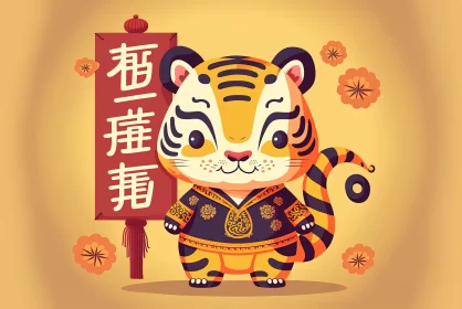 Roaring into Prosperity: A Cute Tiger Celebrates Chinese New Year