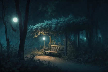 Serene Solitude: Midnight Mystique of an Abandoned Park