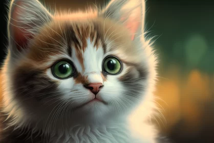 Green-Eyed Wonder: A Macro View of a Kitten's Curiosity